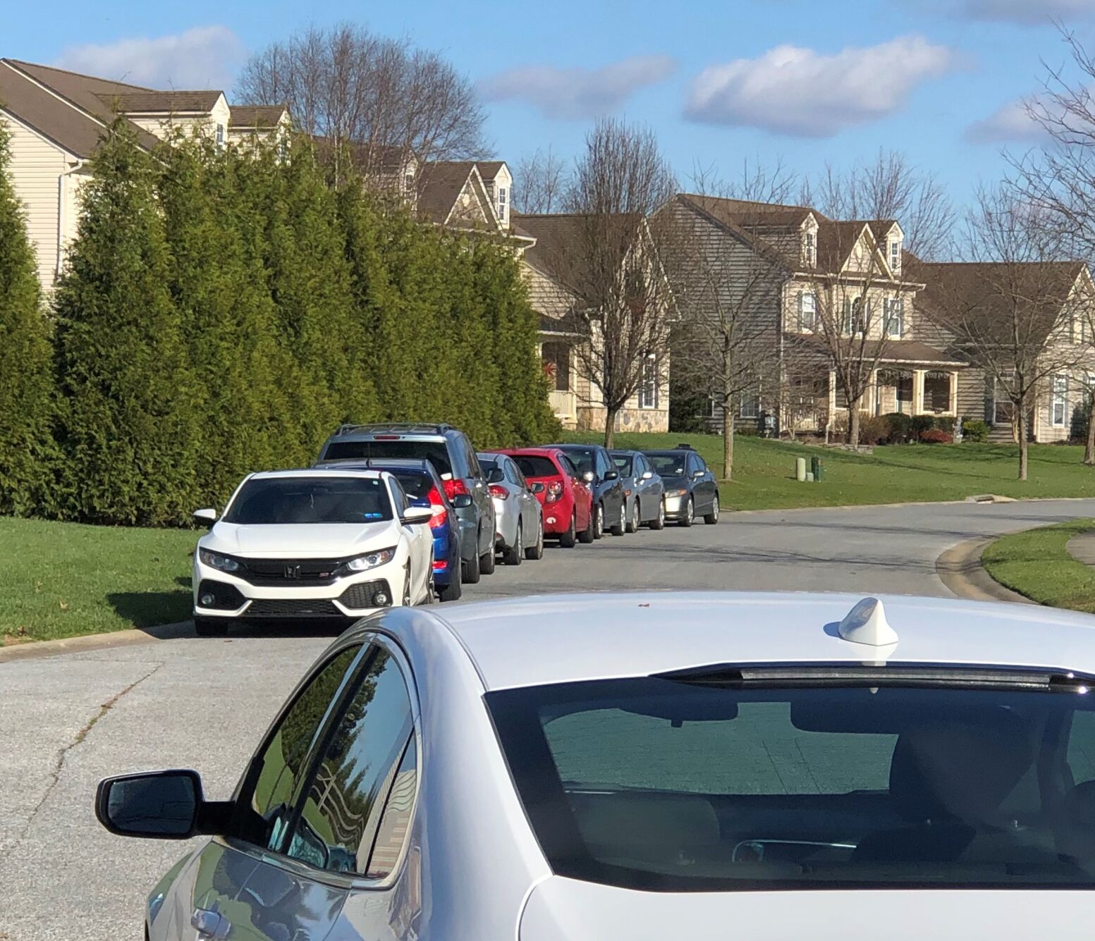 Cars outside church in home in Glasgow